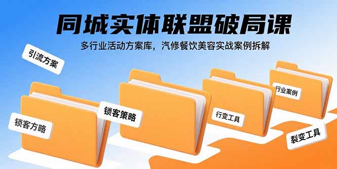 同城实体联盟破局课，多行业活动方案库，汽修餐饮美容实战案例拆解-AI学习资源网