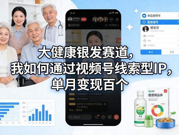 大健康银发赛道，我如何通过视频号线索型IP，单月变现百个-AI学习资源网