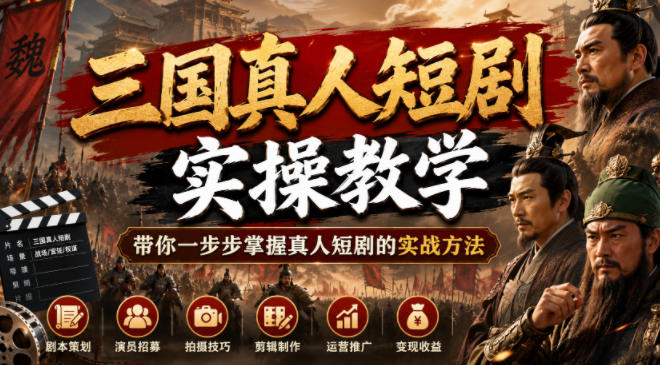 三国真人短剧实操教学,带你一步步掌握真人短剧的实战方法-AI学习资源网