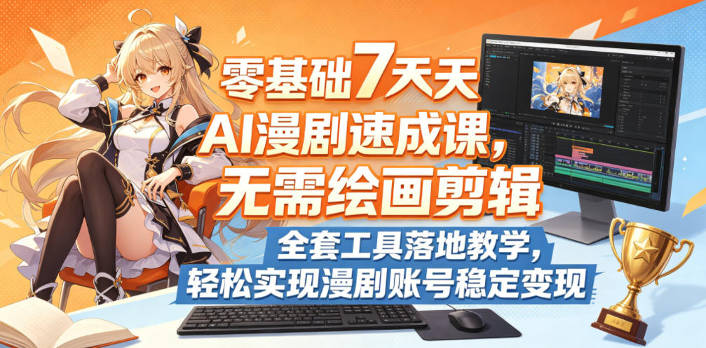 零基础7天AI漫剧速成课,无需绘画剪辑,全套工具落地教学,轻松实现漫剧账号稳定变现-AI学习资源网
