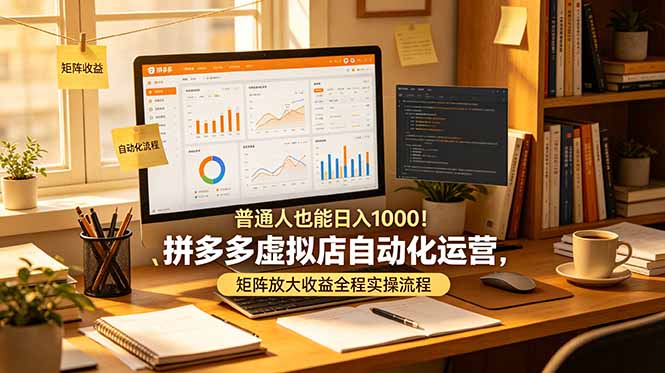 普通人也能日入 1000！拼多多虚拟店自动化运营，矩阵放大收益全程实操流程-AI学习资源网