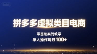 拼多多虚拟类目电商，零基础实战教学，单人操作每日100+-AI学习资源网