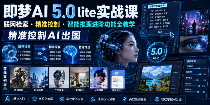 即梦AI 5.0 lite实战课，联网检索・精准控制・智能推理进阶功能全教学，精准控制AI出图-AI学习资源网