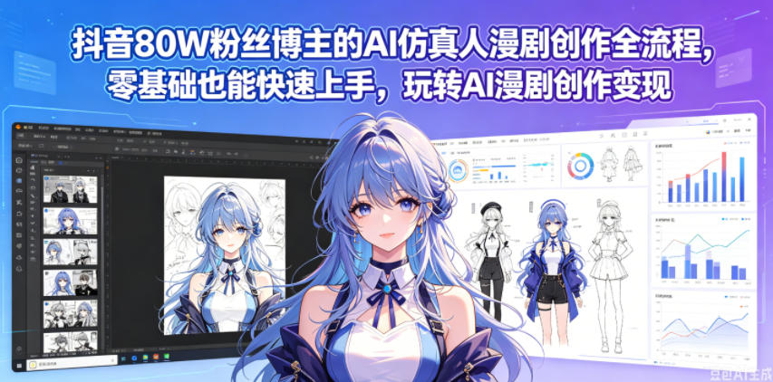 抖音80W粉丝博主的AI仿真人漫剧创作全流程，零基础也能快速上手，玩转AI漫剧创作变现-AI学习资源网