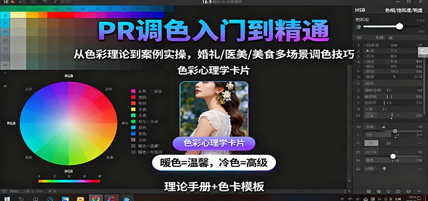 PR调色入门到精通：从色彩理论到案例实操，婚礼/医美/美食多场景调色技巧-AI学习资源网