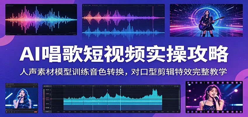 AI唱歌短视频实操攻略:人声素材模型训练音色转换,对口型剪辑特效完整教学-AI学习资源网