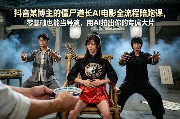 抖音某博主的僵尸道长AI电影全流程陪跑课，零基础也能当导演，用AI拍出你的专属大片-AI学习资源网