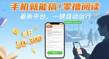 手机就能搞！零撸阅读挂G，最新平台，一键自动运行，随时随地挣，单日50-3张+【揭秘】-AI学习资源网