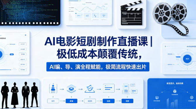 AI电影短剧制作直播课｜极低成本颠覆传统，AI编、导、演全程赋能，极简流程快速出片-AI学习资源网