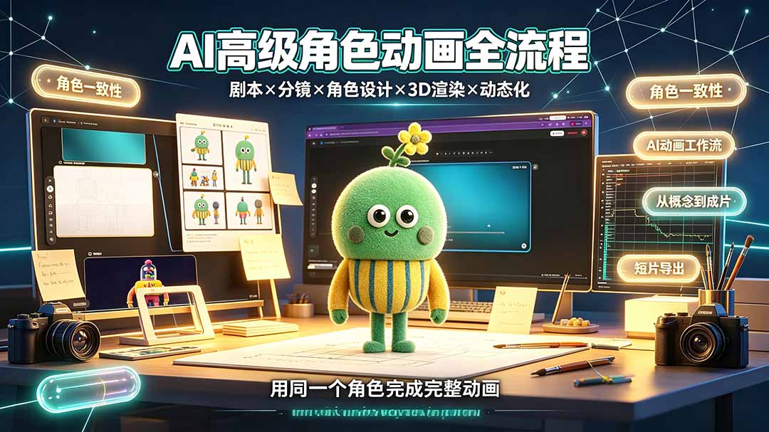 AI高级角色动画全流程：剧本×分镜×角色设计×3D渲染×动态化，从概念到成片一站式教学-AI学习资源网