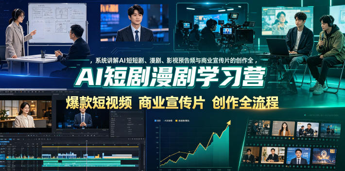 AI短剧漫剧学习营，系统讲解AI短剧、漫剧、影视预告片、爆款短视频与商业宣传片的创作全流程-AI学习资源网