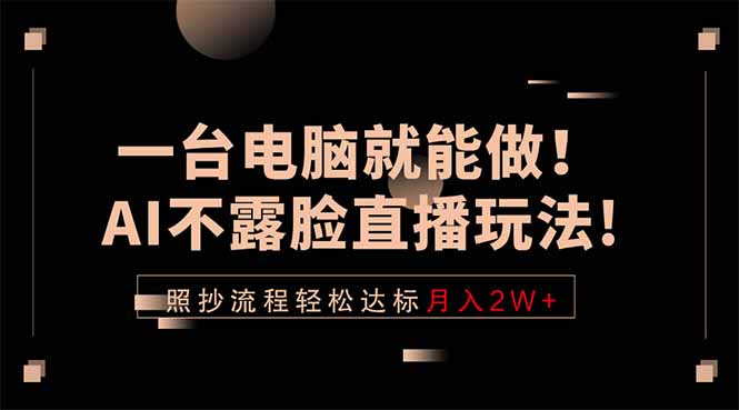 一台电脑就能做！AI不露脸直播玩法，照抄流程轻松达标月入2W+-AI学习资源网