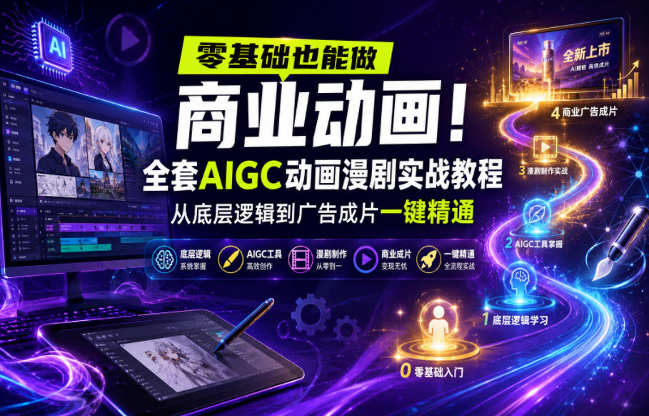 零基础也能做商业动画！全套AIGC动画漫剧实战教程，从底层逻辑到广告成片一键精通(更新0715)-AI学习资源网