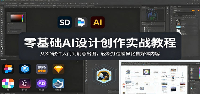 零基础AI设计创作实战教程：从SD软件入门到创意出图，轻松打造差异化自媒体内容-AI学习资源网
