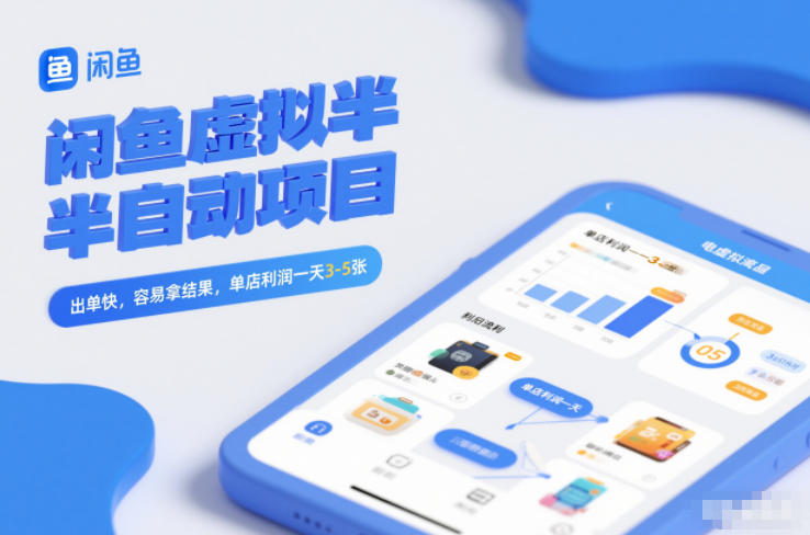 闲鱼虚拟半自动项目，出单快，容易拿结果，单店利润一天3-5张-AI学习资源网