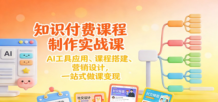 知识付费课程制作实战课：AI工具应用 、课程搭建、营销设计，一站式做课变现-AI学习资源网