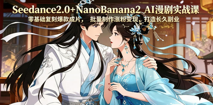 Seedance2.0+NanoBanana2 AI漫剧实战课，零基础复刻爆款成片涨粉变现，打造长久副业收益-AI学习资源网
