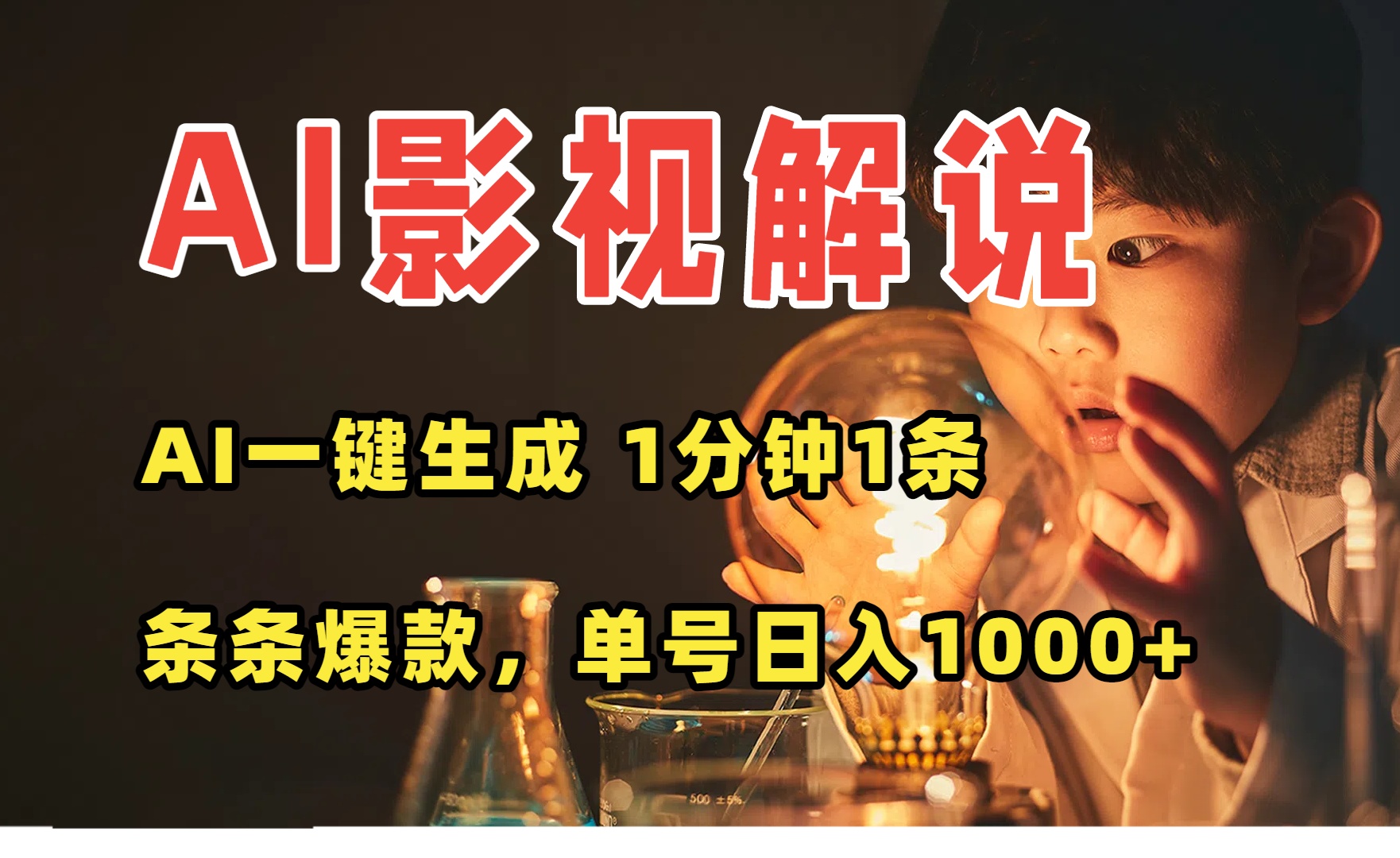 AI一键生成影视解说视频，无需剪辑1分钟1条，条条爆款，多平台变现日入…-AI学习资源网