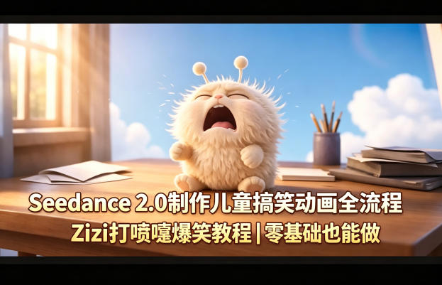 Seedance 2.0制作儿童搞笑动画全流程Zizi打喷嚏爆笑教程｜零基础也能做-AI学习资源网