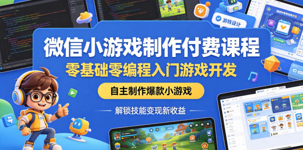 微信小游戏制作付费课程，零基础零编程入门游戏开发，自主制作爆款小游戏，解锁技能变现新收益-AI学习资源网