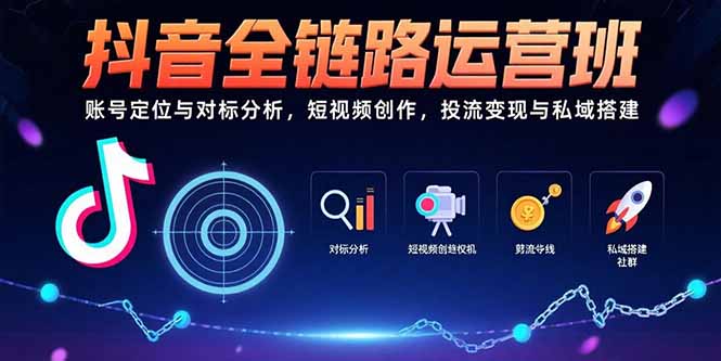 抖音全链路运营班：账号定位与对标分析，短视频创作，投流变现与私域搭建-AI学习资源网