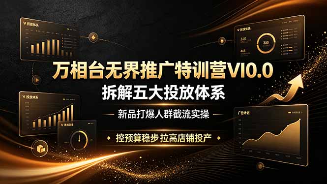 万相台无界推广特训营VI0.0，拆解五大投放体系，新品打爆人群截流实操，控预算稳步拉高店铺投产-AI学习资源网