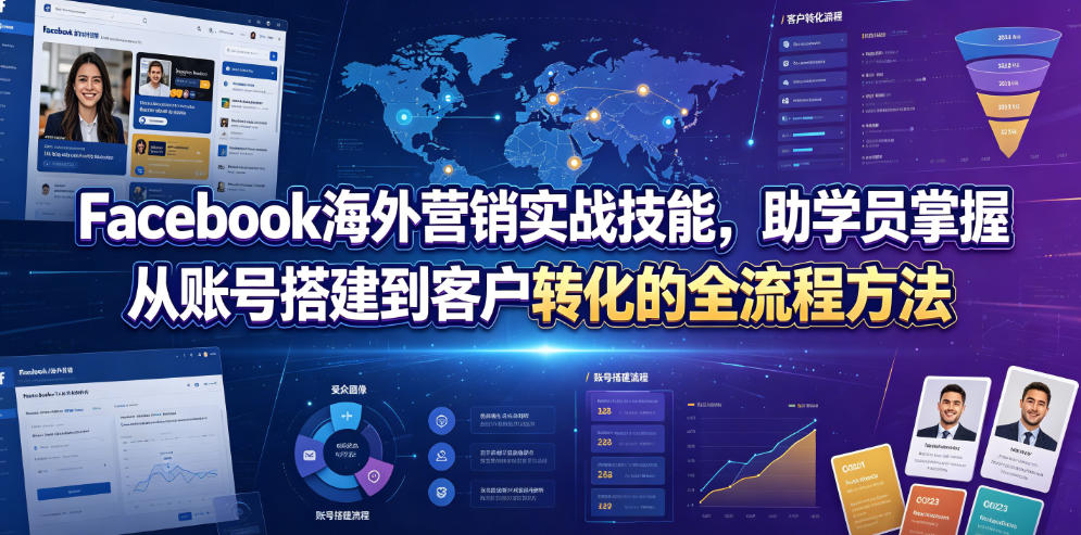 Facebook海外营销实战技能，助学员掌握从账号搭建到客户转化的全流程方法-AI学习资源网