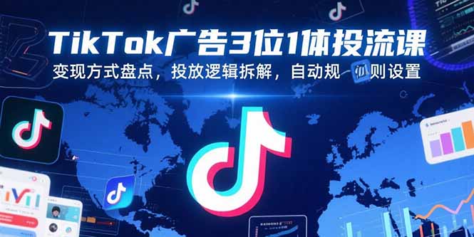 TikTok广告3位1体投流课，变现方式盘点，投放逻辑拆解，自动规则设置-AI学习资源网