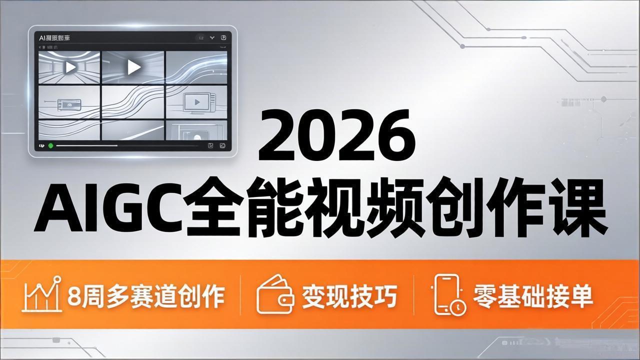 2026AIGC全能视频创作课，8周吃透多赛道创作+变现，零基础也能高效出片接单-AI学习资源网