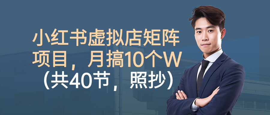 小红书虚拟店矩阵项目，月搞10W(共40节，照抄照做)-AI学习资源网