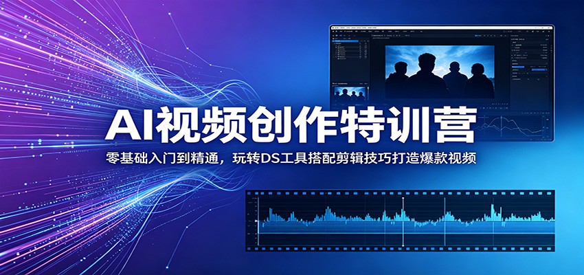 AI视频创作特训营：零基础入门到精通，玩转DS工具搭配剪辑技巧打造爆款视频-AI学习资源网