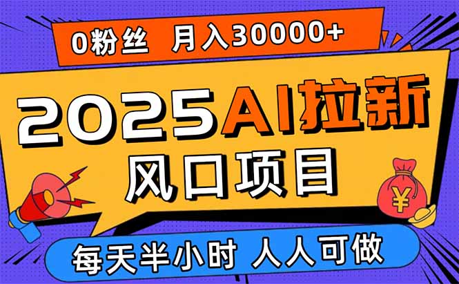 2025AI拉新风口项目，0粉0基础月入30000+新手小白轻松学会-AI学习资源网