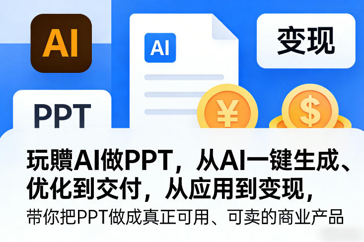 玩賺AI做PPT，从AI一键生成、优化到交付，从应用到变现，带你把PPT做成真正可用、可卖的商业产品(更新0513)-AI学习资源网