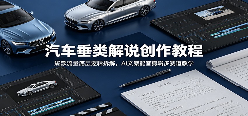 汽车垂类解说创作教程:爆款流量底层逻辑拆解,AI文案配音剪辑多赛道教学-AI学习资源网