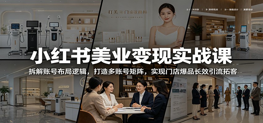 小红书美业变现实战课：拆解账号布局逻辑，打造多账号矩阵，实现门店爆品长效引流拓客-AI学习资源网