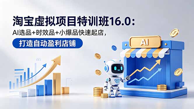 淘宝虚拟项目特训班16.0:AI选品+时效品+小爆品快速起店,打造自动盈利店铺-AI学习资源网