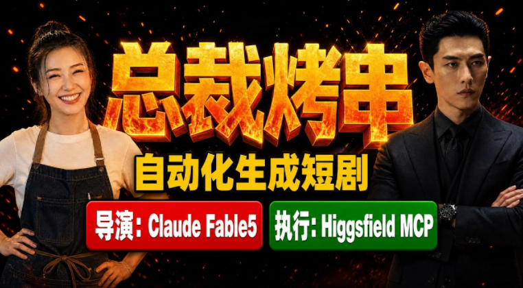 Claude Fable5担任导演+Higgsfield MCP落地执行|《总裁烤串》真人质感短剧全自动AI生成全流程教学-AI学习资源网