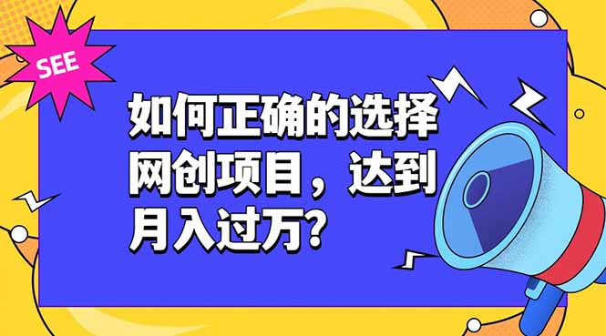如何正确的选择网创项目，达到月入过万？，本课程教你正确选择项目。-AI学习资源网