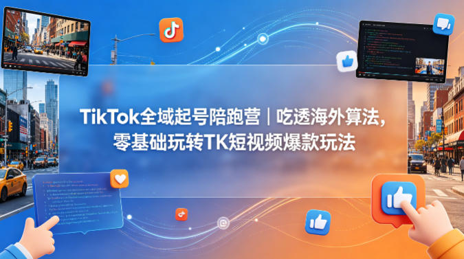 TikTok全域起号陪跑营｜吃透海外算法，零基础玩转TK短视频爆款玩法-AI学习资源网
