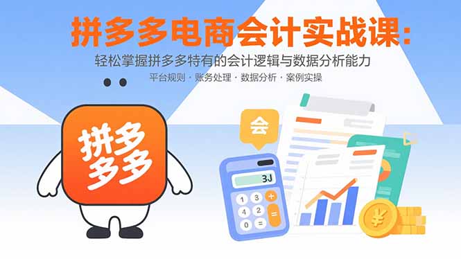 拼多多电商会计实战课：轻松掌握拼多多特有的会计逻辑与数据分析能力-AI学习资源网