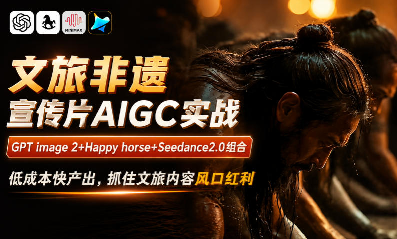 文旅非遗宣传片AIGC实战，GPT image 2+Happy horse+Seedance2.0组合，低成本快产出，抓住文旅内容风口红利-AI学习资源网