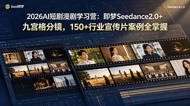 2026AI短剧漫剧学习营：即梦Seedance2.0+九宫格分镜，150+行业宣传片案例全掌握-AI学习资源网