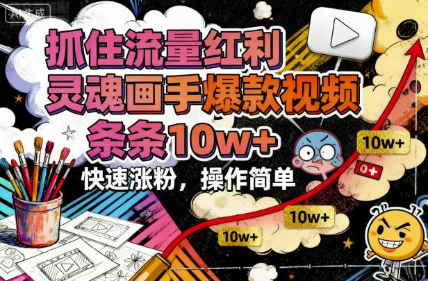 抓住流量红利，灵魂画手爆款视频，条条10w+，快速涨粉，操作简单-AI学习资源网