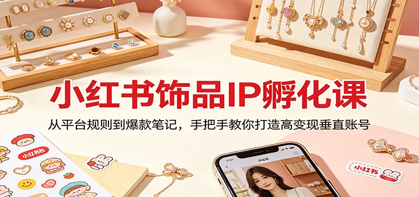 小红书饰品IP孵化课：从平台规则到爆款笔记，手把手教你打造高变现垂直账号-AI学习资源网
