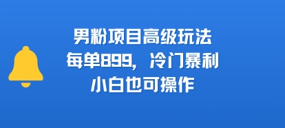 男粉项目高级玩法，每单899，冷门暴利，小白也可操作-AI学习资源网