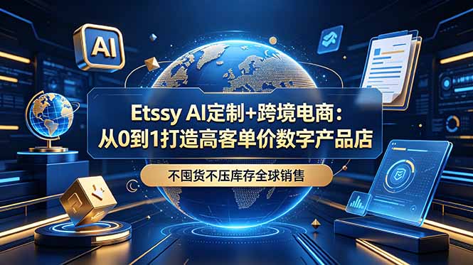 Etsy AI定制+跨境电商：从0到1打造高客单价数字产品店，不囤货不压库存全球销售-AI学习资源网