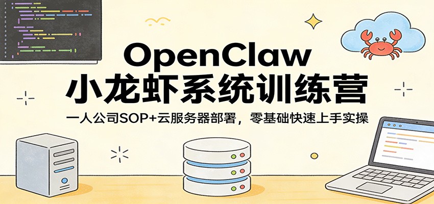 OpenClaw小龙虾系统训练营：一人公司SOP，云服务器部署，零基础快速上手实操-AI学习资源网