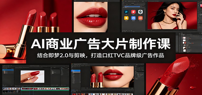 AI商业广告大片制作课：结合即梦2.0与剪映，打造口红TVC品牌级广告作品-AI学习资源网