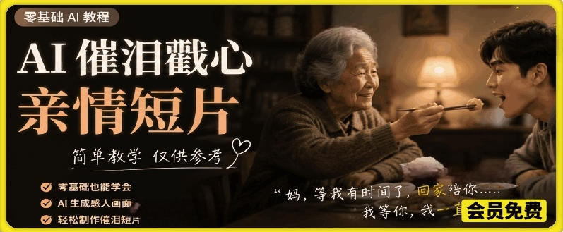 AI催泪戳心亲情短片,零基础AI教程,简单教学仅供参考-AI学习资源网