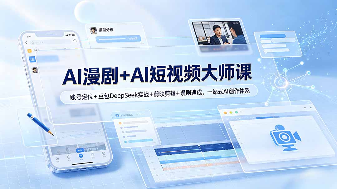 AI漫剧+AI短视频大师课：账号定位+豆包DeepSeek实战+剪映剪辑+漫剧速成，一站式AI创作体系-AI学习资源网
